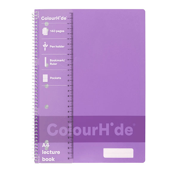 Colourhide Lecture Notebook 140 Page A4 Purple Pack 5 1719519J (5 Pack) - SuperOffice