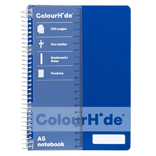 Colourhide Notebook A5 200 Pages Blue Classic Spiral Pack 5 1717631J (5 Pack) - SuperOffice