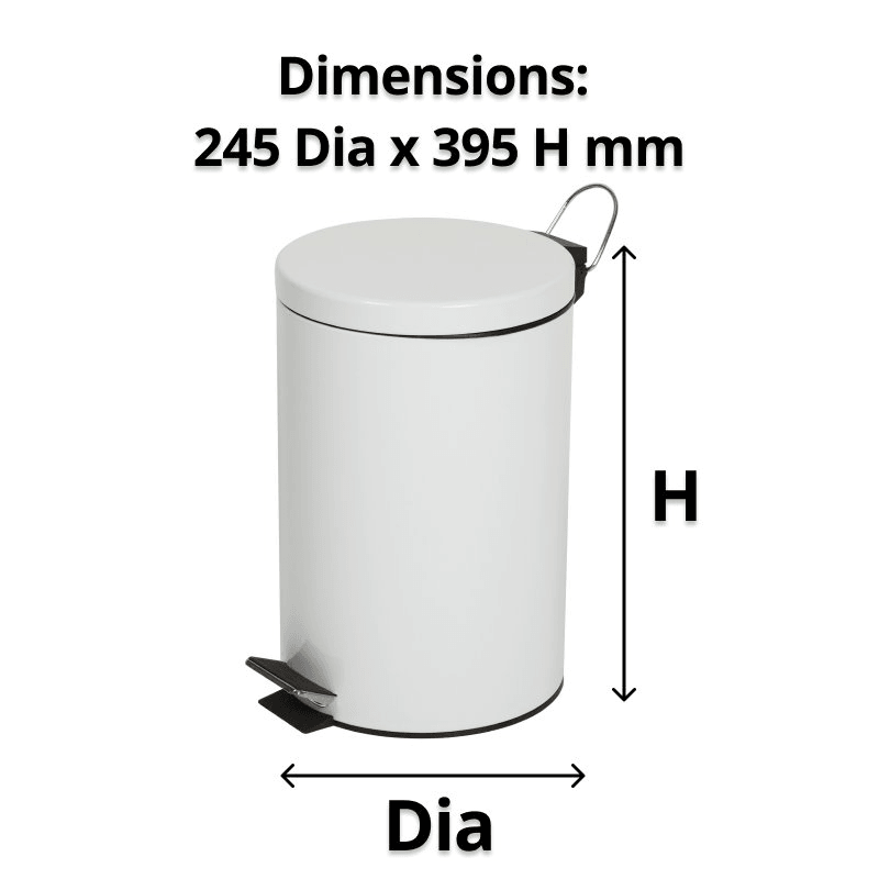 Compass Pedal Bin Powder Coated 12L White 245x395mm 76991202 - SuperOffice