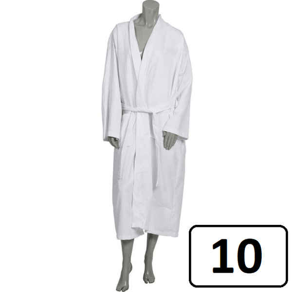 Connoisseur Cotton Waffle Bathrobes with Stitched Belt 10 Pack 578002 (10 Pack) - SuperOffice