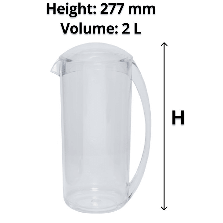 Connoisseur Water Jug Flask Plastic With Lid 2L Clear Transparent 6 Pack 5380020 (6 Pack) - SuperOffice