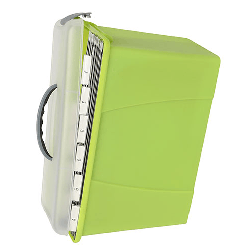 Crystalfile Carry Storage Case for Foolscap Suspension Files Clear Lid/Green Base Pack 6 8007704A (6 Pack) - SuperOffice