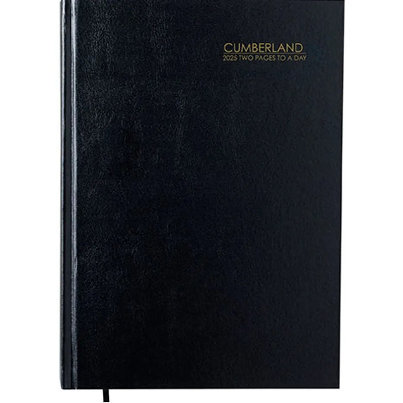 Cumberland 2025 A4 2 Pages Per Day Appointment Diary Leathergrain 40CBK 40CBK25 - SuperOffice