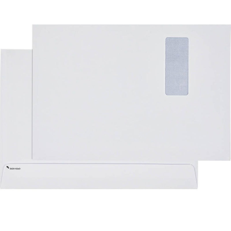 Cumberland C4 Envelopes Window Face 100GSM Secretive Easy Open 229x324mm White Box 250 612347 - SuperOffice