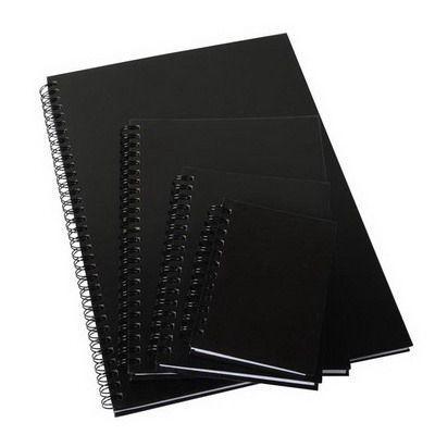 Cumberland Leathergrain Notebook Spiral Bound Feint Ruled 100 Leaf A5 Black 519126 - SuperOffice