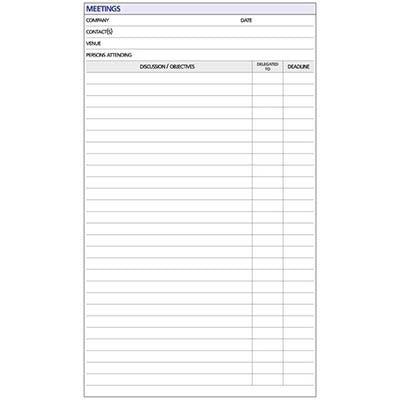 Debden Meetings Refill For Executive Edition A4 Series Dayplanner EX5009 - SuperOffice