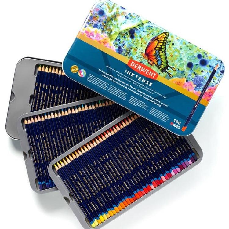 Derwent 100 Inktense Colour Pencils Tin Set Mix With Water Professional Pencil 2306130 - SuperOffice