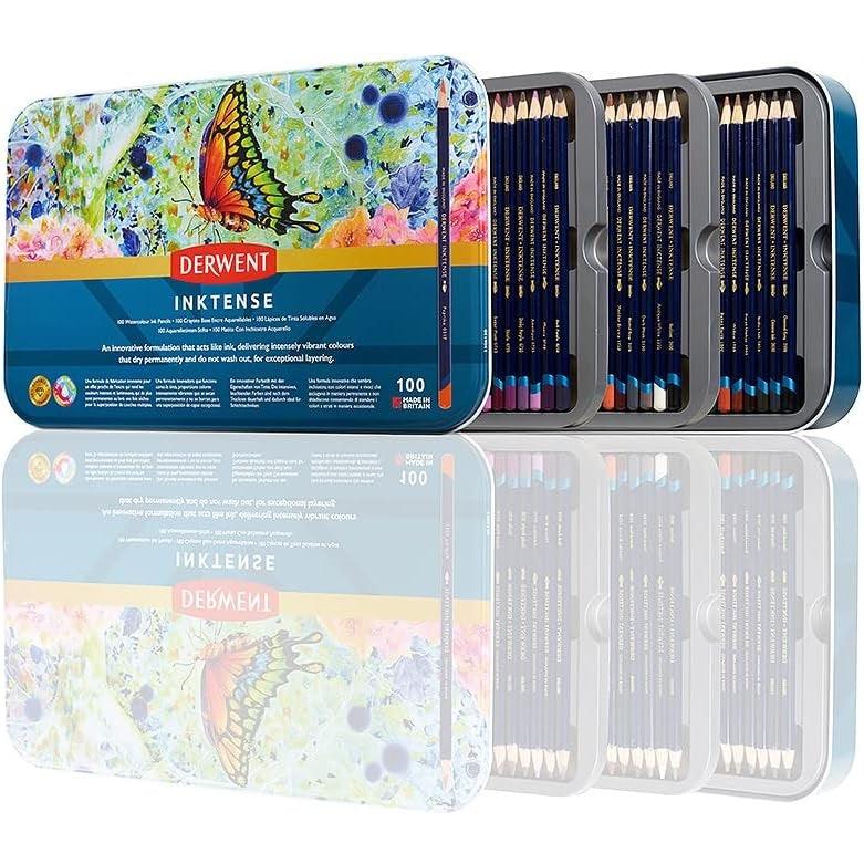 Derwent 100 Inktense Colour Pencils Tin Set Mix With Water Professional Pencil 2306130 - SuperOffice