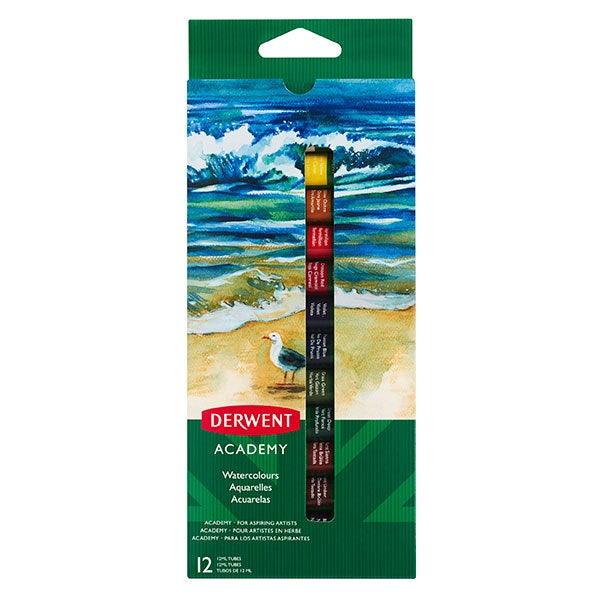 Derwent Academy Watercolour Paint Tubes Set 12 Pack 2302404 - SuperOffice