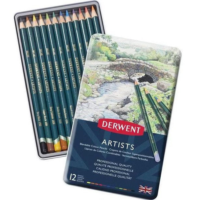 Derwent Artist Pencils 4mm Tin 12 Set R32081 - SuperOffice