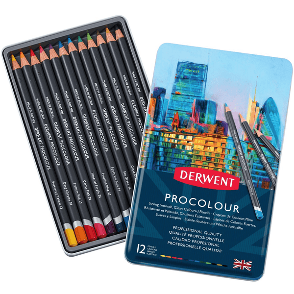 Derwent Procolour Colour Pencils Assorted Tin 12 2302505 - SuperOffice