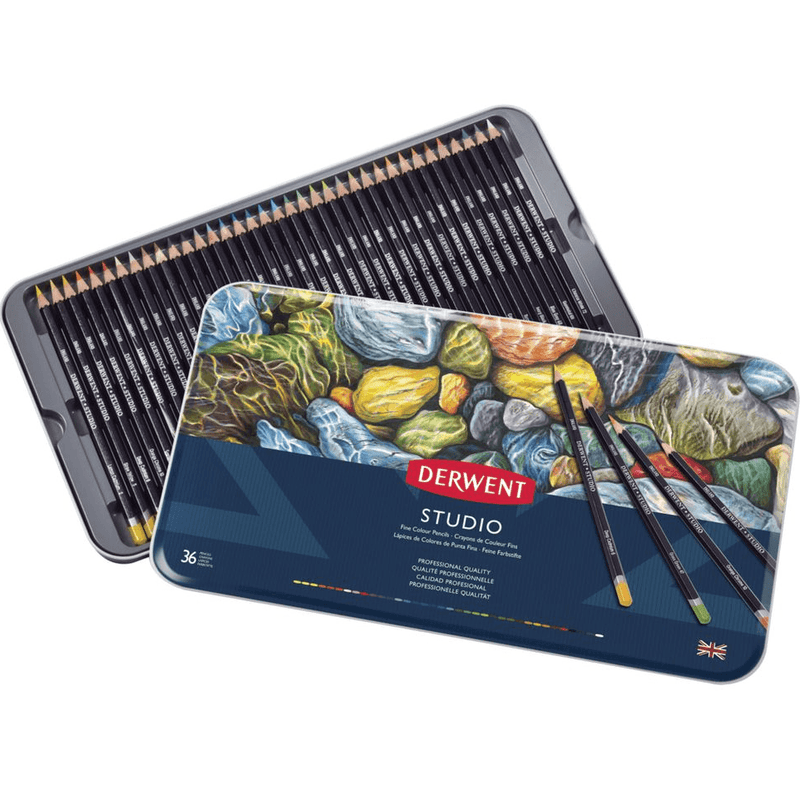 Derwent Studio Coloured Pencils Tin 36 Set Artists Professional R32198 - SuperOffice