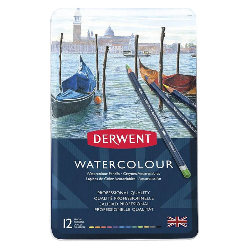 Derwent Watercolour Coloured Pencils 3.5mm Tin 12 Set R32881 - SuperOffice