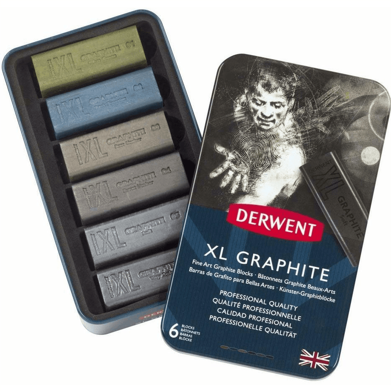 Derwent XL Large Graphite Blocks Tin 6 2302010 - SuperOffice