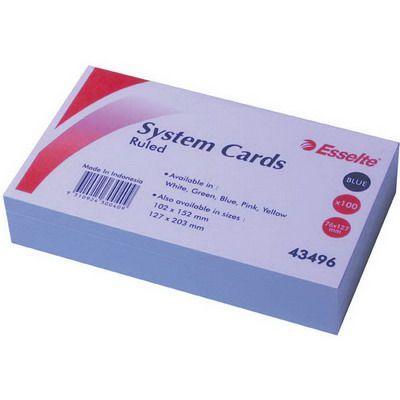 Esselte Ruled System Cards 127 X 76Mm Blue Pack 100 43496 - SuperOffice