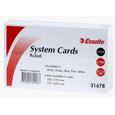 Esselte Ruled System Cards 76 X 127Mm White Pack 100 31678 - SuperOffice