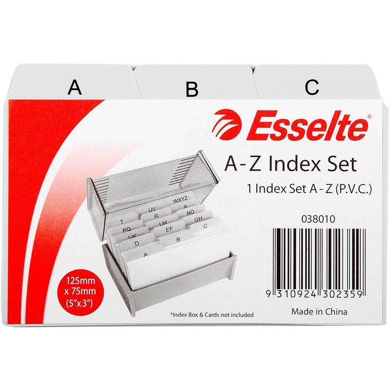 Esselte Ruled System Cards Indices A-Z Pvc 127 X 76Mm Grey 038010 - SuperOffice