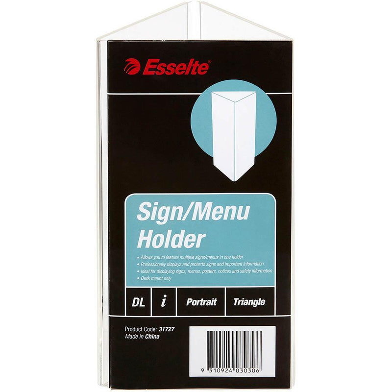 Esselte Sign Menu Holder Triangle Dl Clear 31727 - SuperOffice