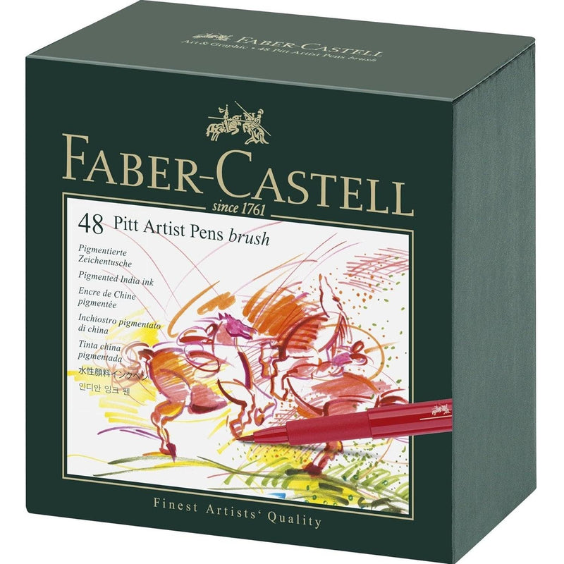 Faber-Castell 48 Pitt Artist Brush Markers Pens Set Studio Box Case 54-167148 - SuperOffice