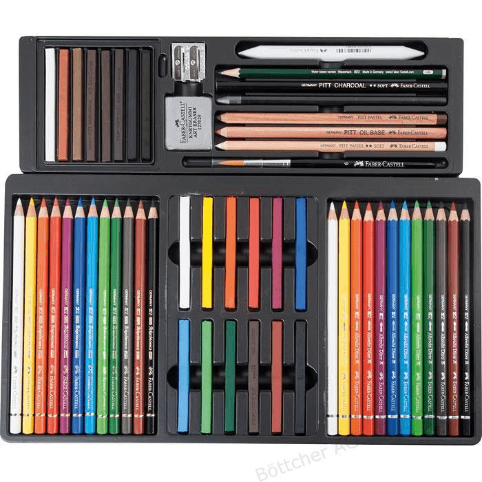 Faber-Castell Art Graphic 54 Piece Compendium Wooden Case Set Box 18-110088 - SuperOffice