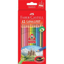 Faber-Castell Grip Triangular Coloured Pencils Assorted Pack 12 16-116252 - SuperOffice