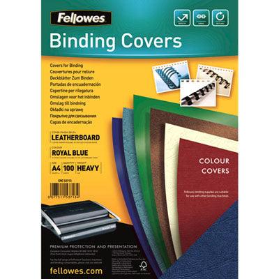 Fellowes Binding Cover Leathergrain A4 230Gsm Royal Blue Pack 100 5371301 - SuperOffice