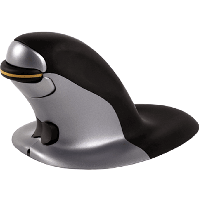 Fellowes Penguin Ambidextrous Vertical Mouse Wireless Large Black/Grey 9894501 - SuperOffice