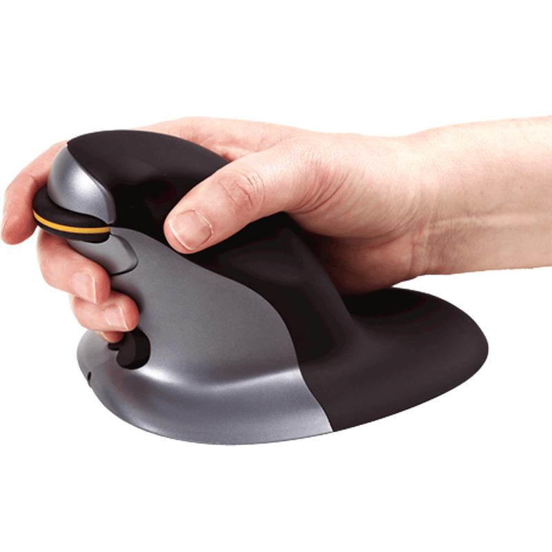 Fellowes Penguin Ambidextrous Vertical Mouse Wireless Large Black/Grey 9894501 - SuperOffice