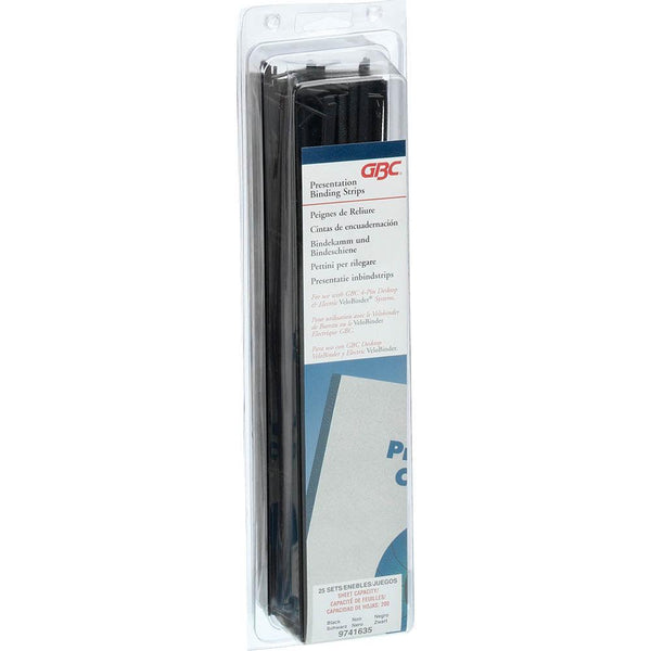 GBC Velobind Strips 4 Prong Black Pack 25 45mm QT9741635 - SuperOffice
