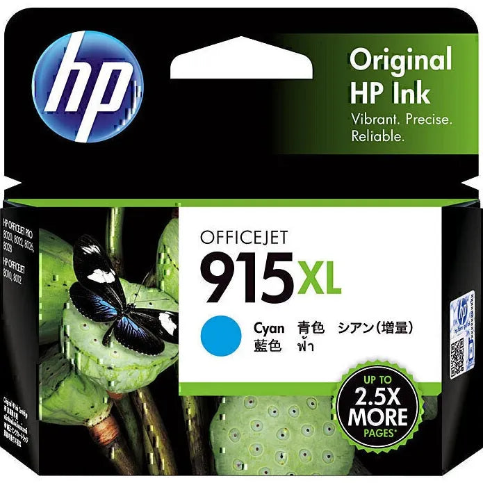 HP 915XL Ink Cartridge High Yield Cyan Genuine Original 3YM19AA - SuperOffice