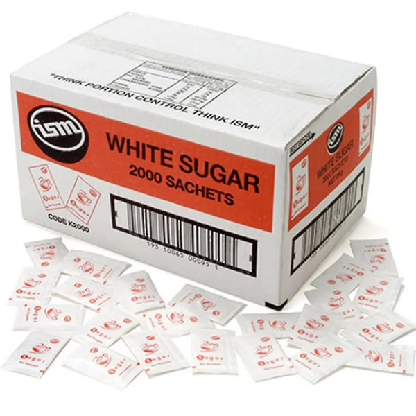 ISM White Sugar Sachet Single Serve 3g 2000 Pack Carton Bulk Box 676762 - SuperOffice