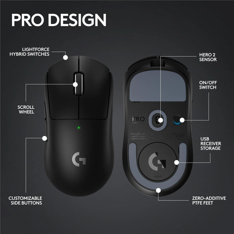 Logitech G PRO X Superlight 2 Lightspeed Wireless Gaming Mouse Black 910-006632 - SuperOffice