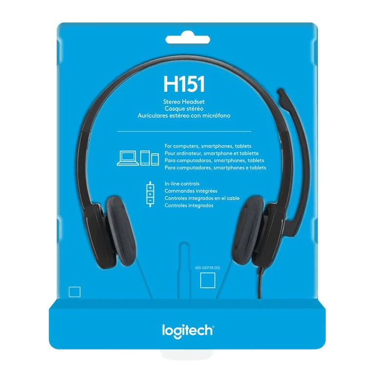 Logitech H151 Stereo Headset Headphones Microphone 3.5mm Jack Black 981-000587 - SuperOffice