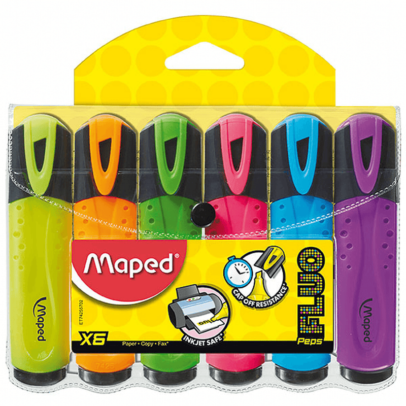 Maped Fluo Peps Highlighter Wallet 6 Pack 4 8742557 (4 Sets) - SuperOffice