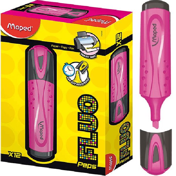 Maped Fluo Peps Highlighters Pink Box 12 8742536 (Box 12) - SuperOffice