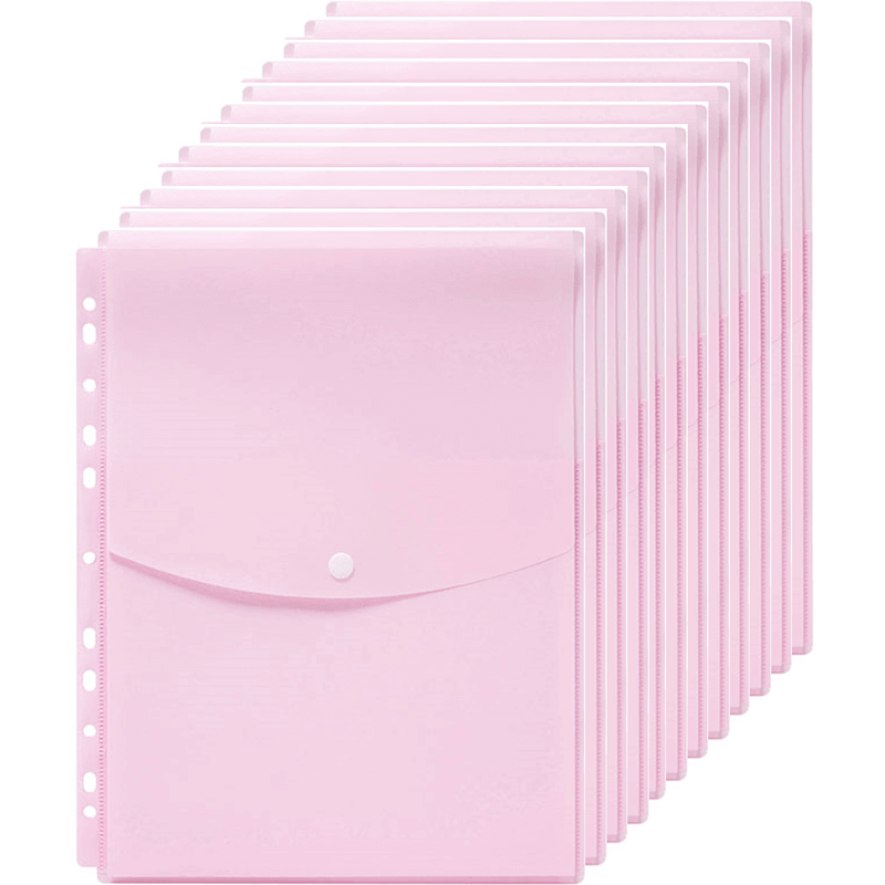 Marbig Binder Pocket Top Opening Document Wallet Holder A4 Pastel Pink Pack 12 2025893 (12 Pack) - SuperOffice