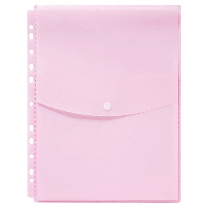 Marbig Binder Pocket Top Opening Document Wallet Holder A4 Pastel Pink Pack 12 2025893 (12 Pack) - SuperOffice