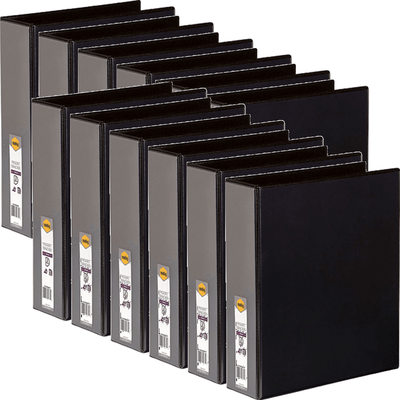 Marbig Clear View Insert Ring Binder 2D 50mm A4 Black 12 Pack Bulk 5422002B (12 Pack) - SuperOffice