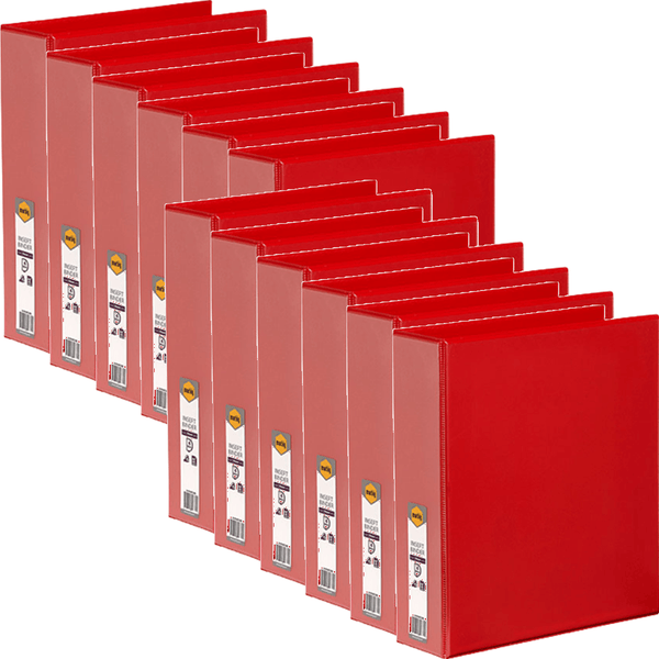 Marbig Clear View Insert Ring Binder 4D 50mm A4 Red 12 Pack 5424003B (12 Pack) - SuperOffice