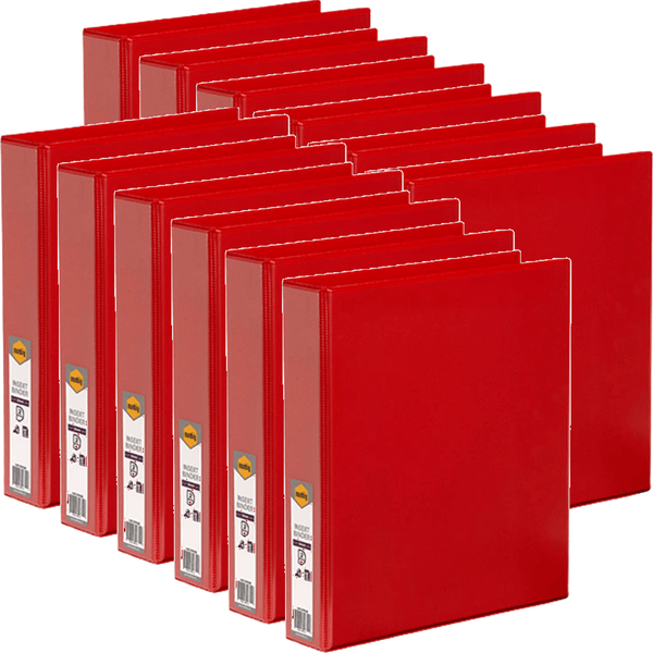 Marbig Clear View Insert Ring Binder Folder 2D 38mm A4 Red Box 12 5412003B (Box 12) - SuperOffice