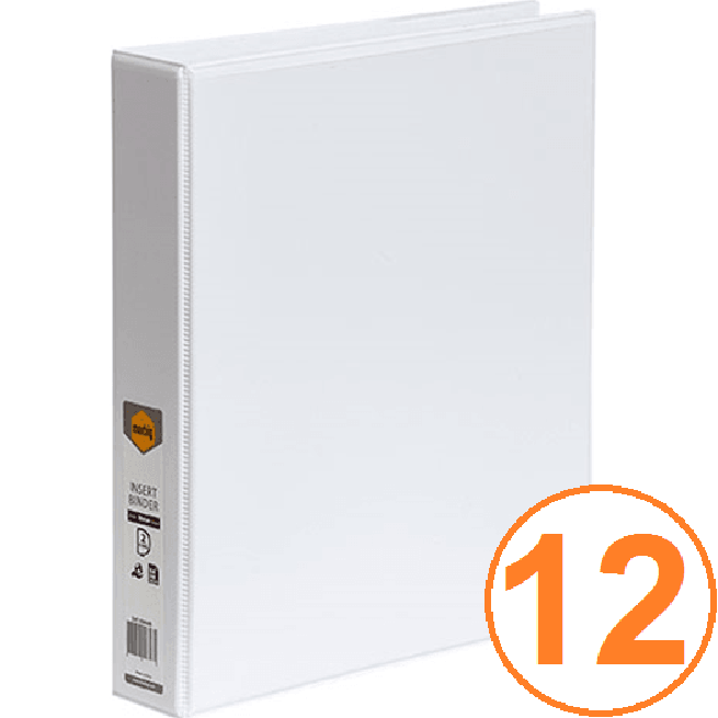 Marbig Clear View Insert Ring Binder Folder 2D 38mm A4 White Box 12 5412008B (Box 12) - SuperOffice