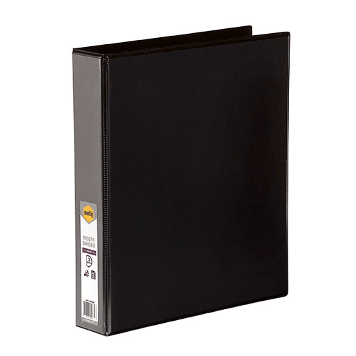 Marbig Clear View Insert Ring Binder Folder 3D 38mm A4 Black 12 Pack 5413002B (12 Pack) - SuperOffice