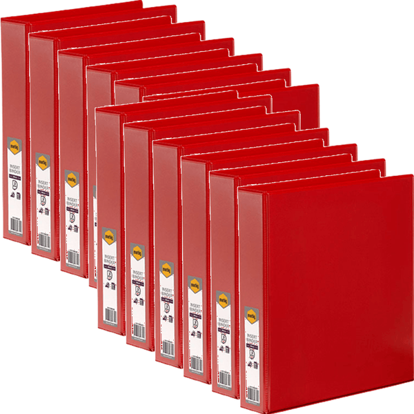 Marbig Clear View Insert Ring Binder Folder 3D 38mm A4 Red Box 12 5413003B (Box 12) - SuperOffice