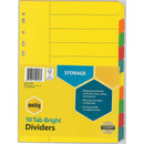 Marbig Divider Manilla 10-Tab A4 Bright Assorted 37200F - SuperOffice