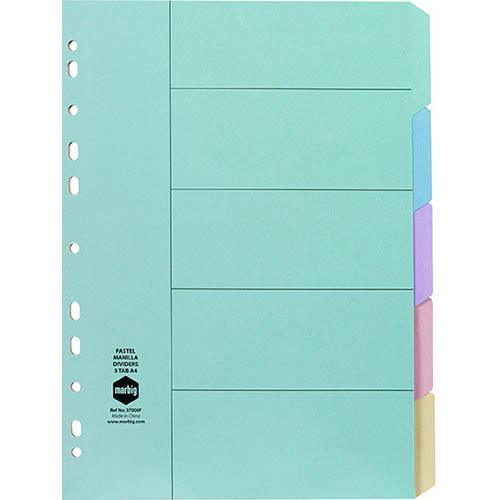 Marbig Divider Manilla 5-Tab A4 Pastel Assorted 37000F - SuperOffice