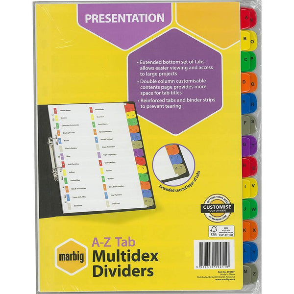 Marbig Divider Multidex Manilla A-Z Tab A4 White 39810F - SuperOffice