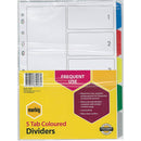 Marbig Divider PP Polypropylene 5-Tab A4 Assorted Anti Rip Tear Pack 10 35010 - SuperOffice