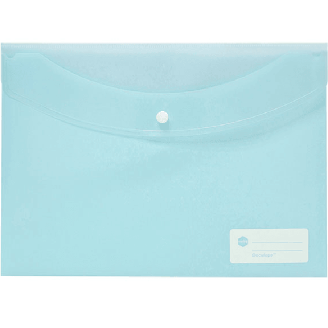 Marbig Doculope Folder Wallet Button Closure A4 Pastel Blue Pack 10 2015091 (10 Pack) - SuperOffice