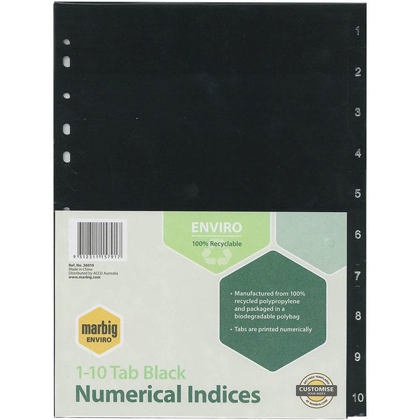 Marbig Enviro Divider Pp 10-Tab A4 Black 36010 - SuperOffice