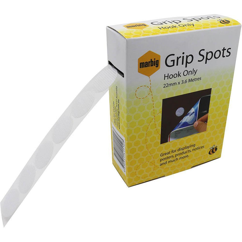 Marbig Grip Spots Hook Only 22Mm X 3.6M 415120 - SuperOffice